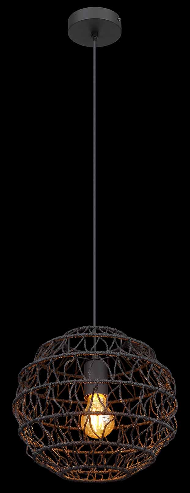 Suspension bohémienne noire ronde Globo Senni – Image 3