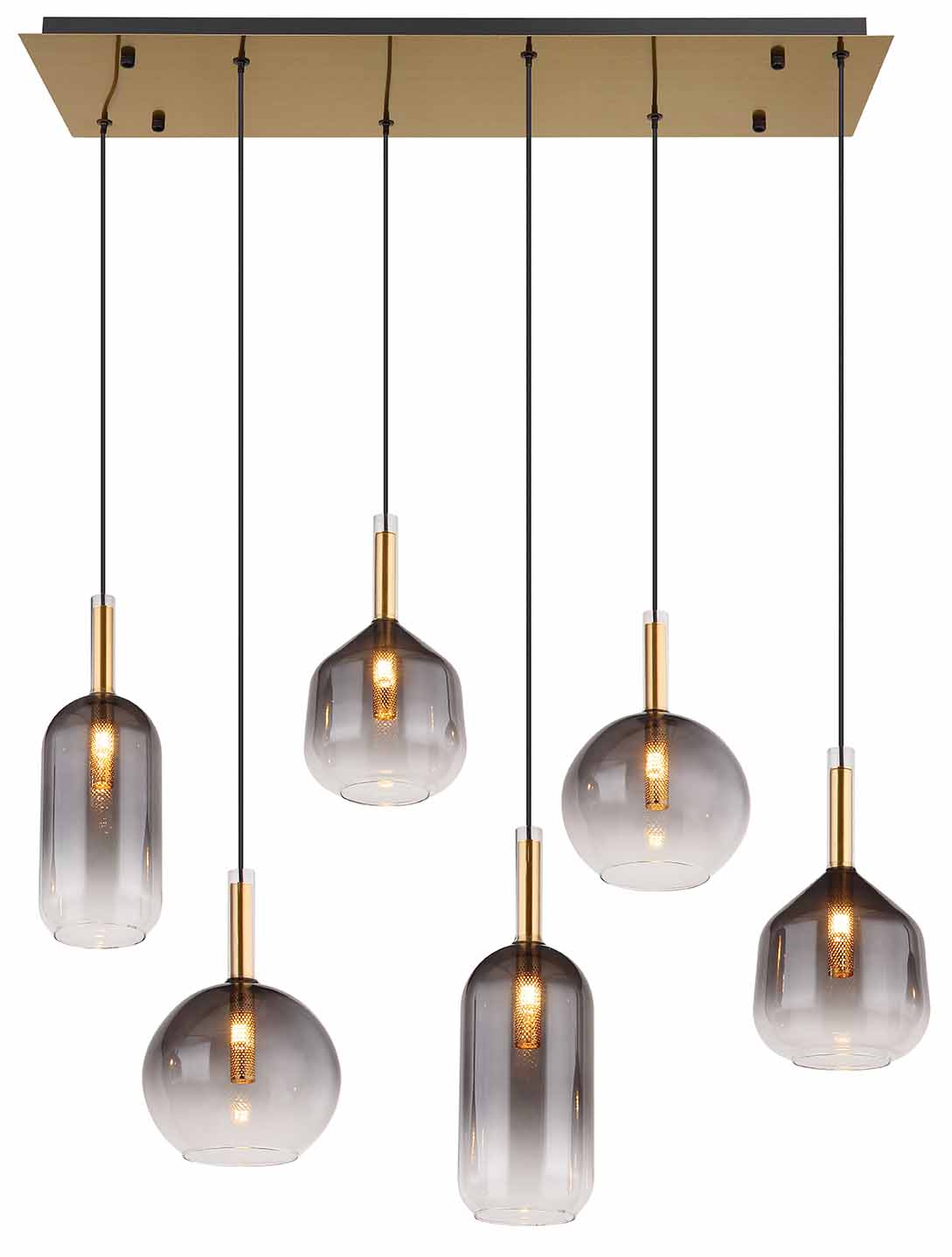 Suspension classique en laiton avec verre fumé Globo Elisabeth – Image 2