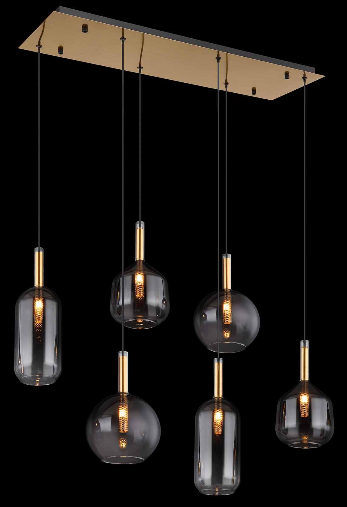 Suspension classique en laiton avec verre fumé Globo Elisabeth – Image 4