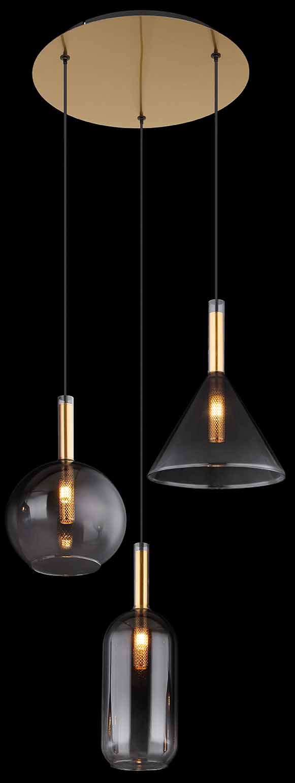 Suspension classique en laiton et verre métallique Globo Elisabeth – Image 3