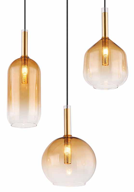 Suspension classique en métal et verre doré Globo Lopusa – Image 3