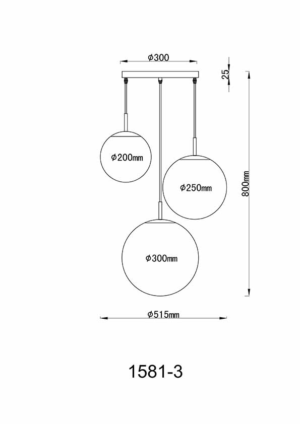 Suspension classique en nickel à globes Globo Joel – Image 3