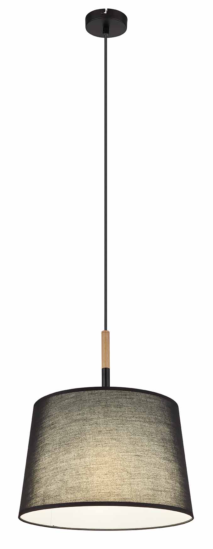 Suspension classique noire en métal et tissu Globo Kikki – Image 3