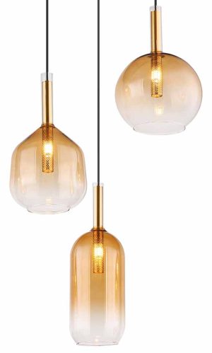 Alternative view of Suspension classique noire en métal et verre Globo Lopusa