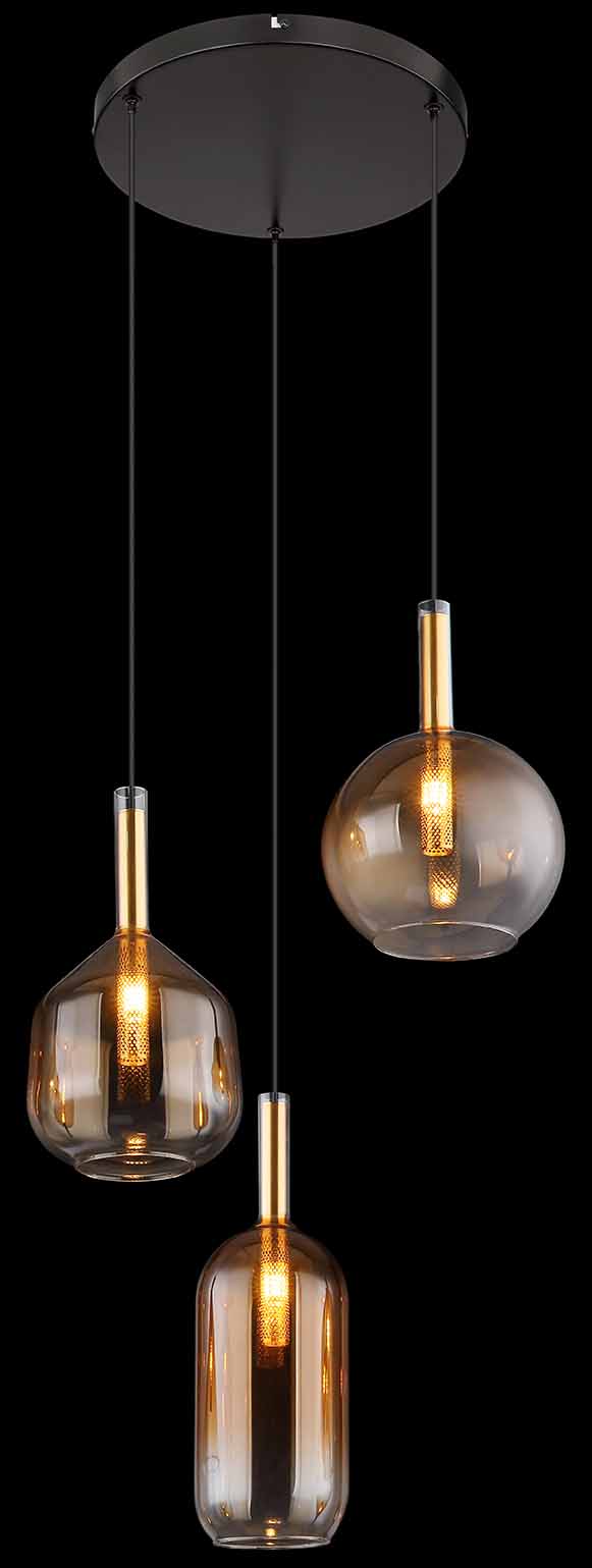 Suspension classique noire en métal et verre Globo Lopusa – Image 3