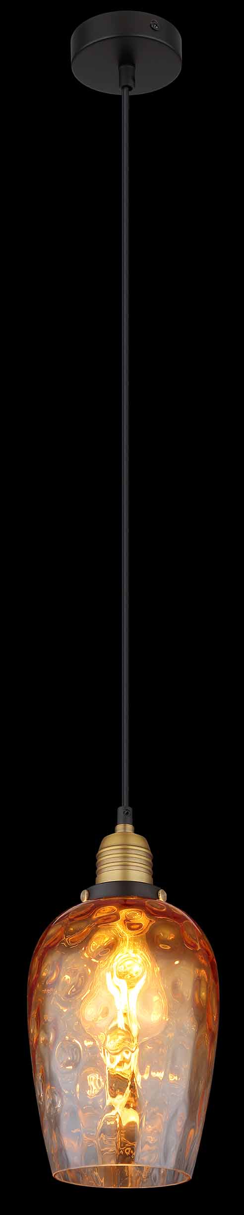 Suspension classique noire en métal et verre Globo Salvy – Image 3