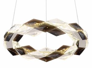 Alternative view of Suspension cristal acrylique forme de couronne chrome/gris fumé Globo Karilion