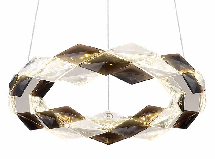 Suspension cristal acrylique forme de couronne chrome/gris fumé Globo Karilion – Image 2