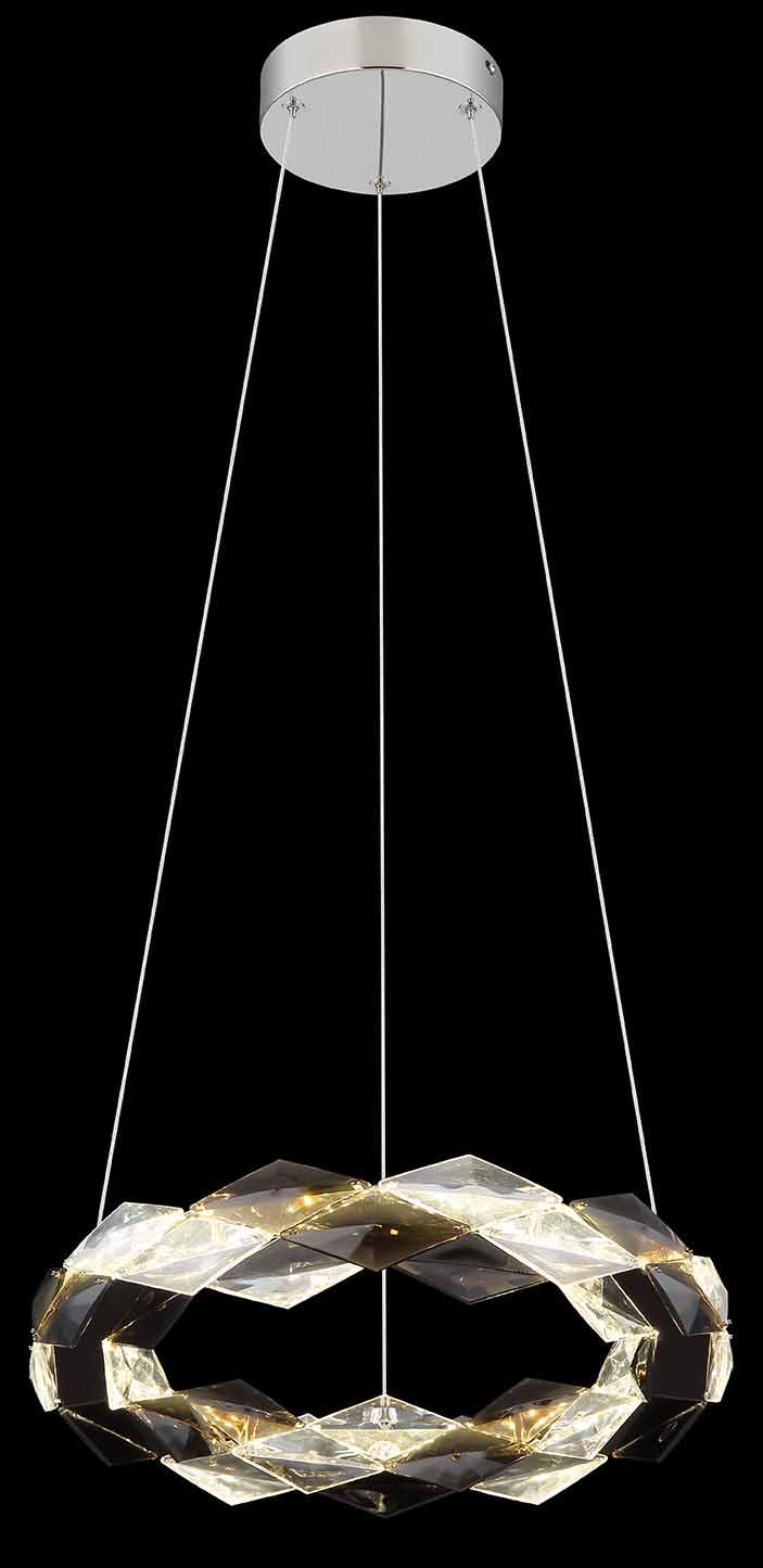 Suspension cristal acrylique forme de couronne chrome/gris fumé Globo Karilion – Image 3