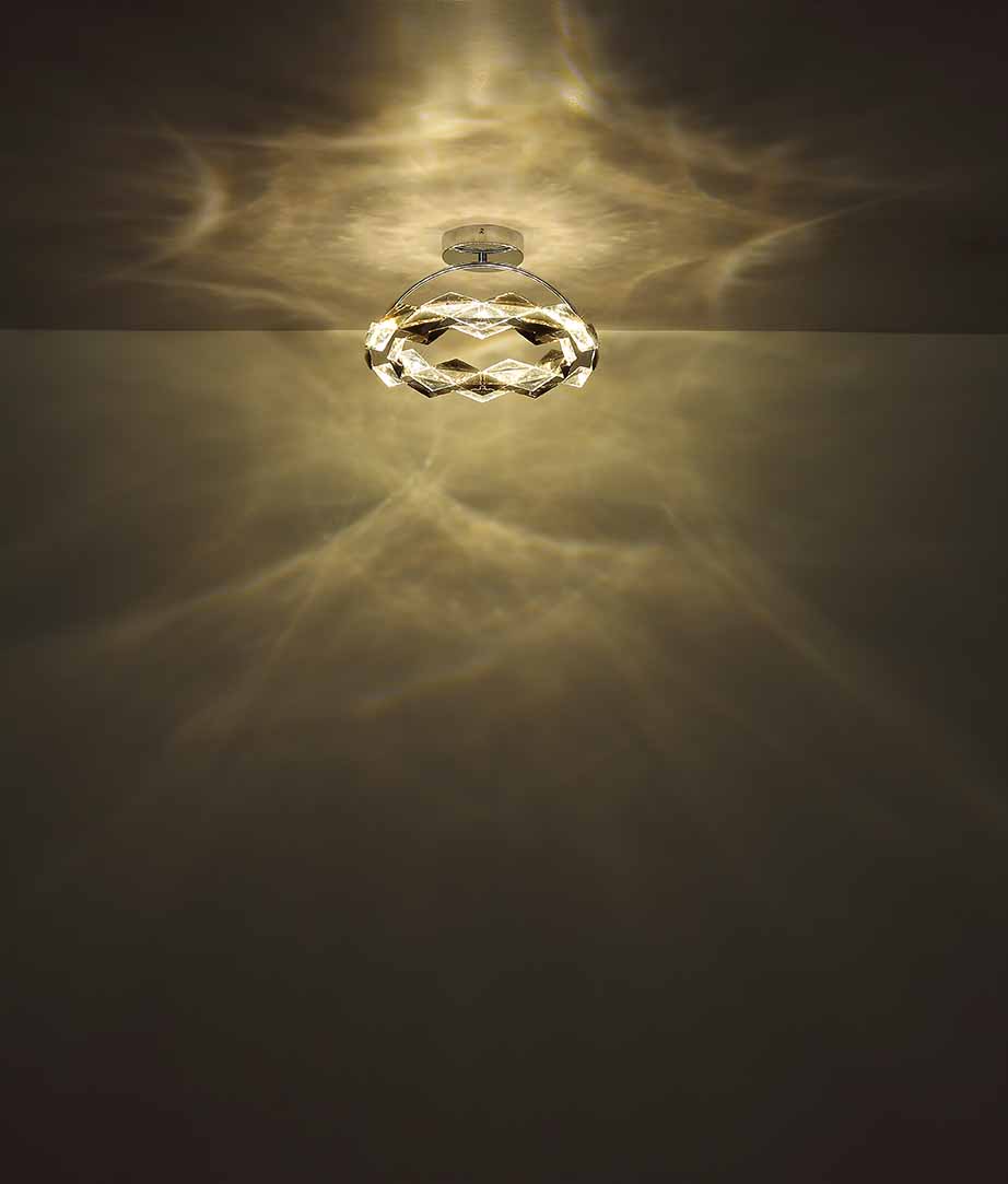 Suspension cristal acrylique forme de couronne chrome/gris fumé Globo Karilion – Image 4