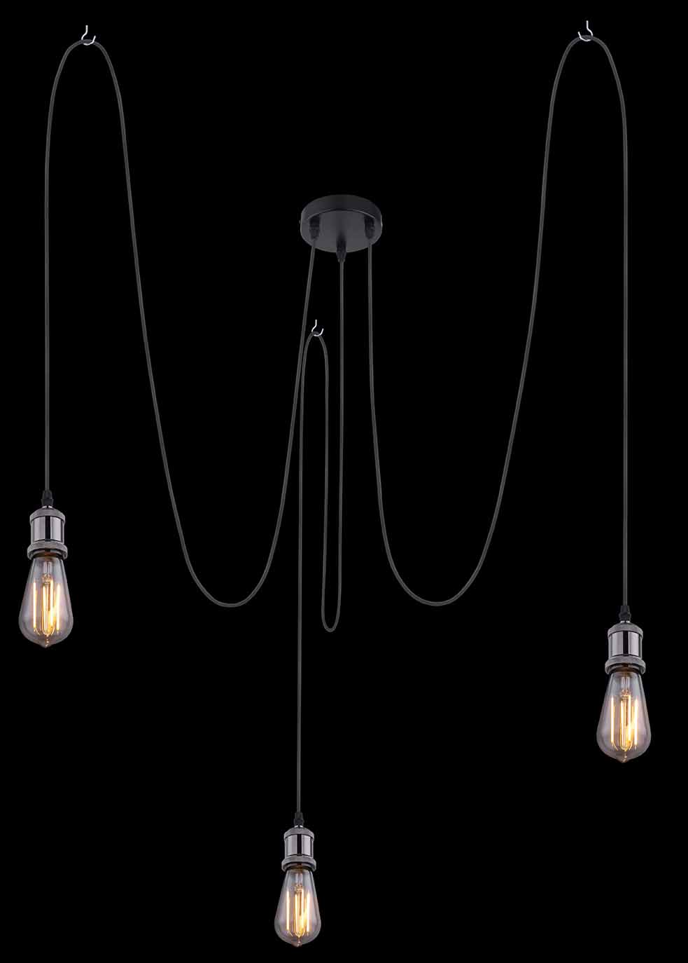 Suspension flexible 3 lumières noir L Globo Oliver – Image 3