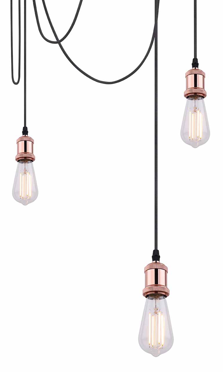 Suspension flexible 5 lumières cuivre L Globo Oliver – Image 2