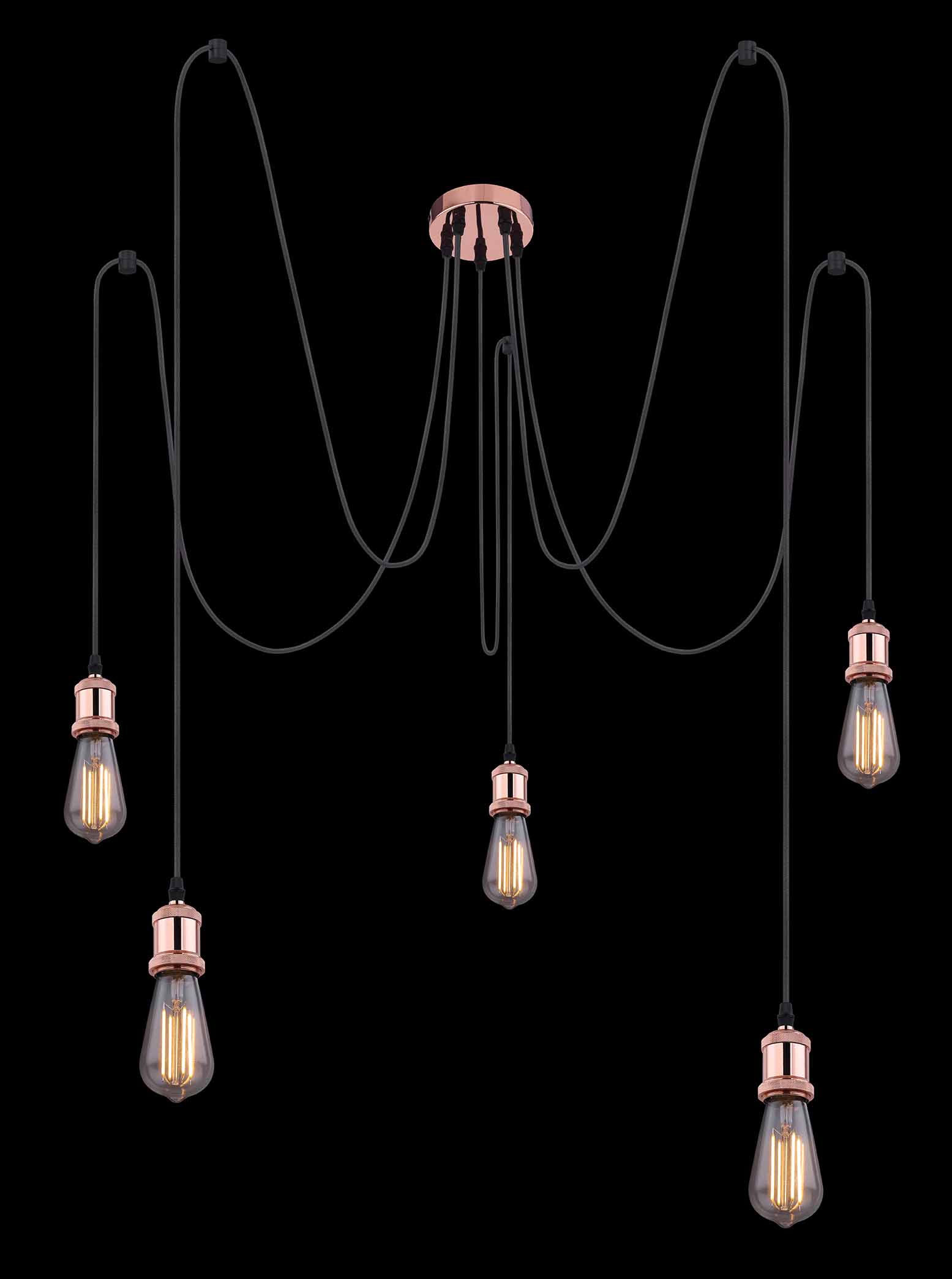 Suspension flexible 5 lumières cuivre L Globo Oliver – Image 3