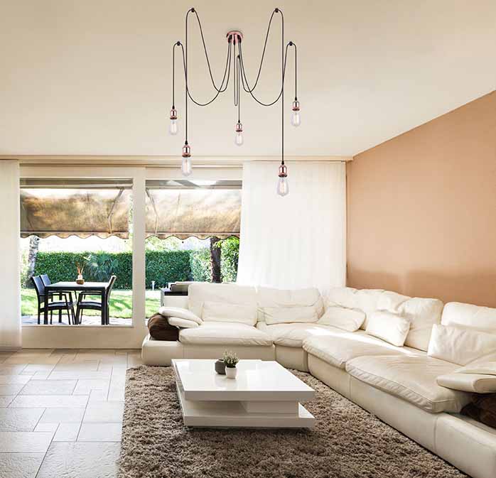 Suspension flexible 5 lumières cuivre L Globo Oliver – Image 4