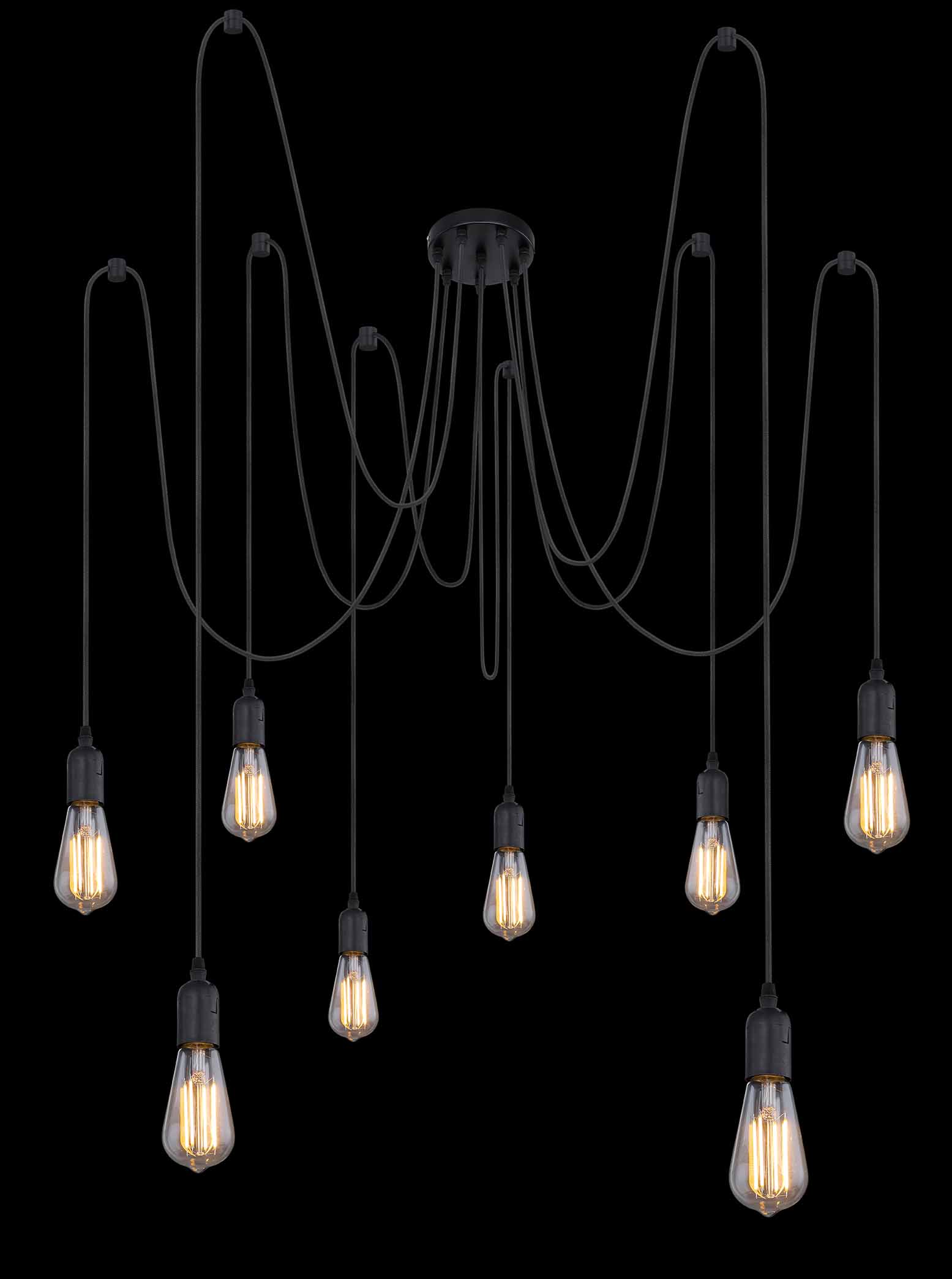 Suspension flexible 8 lumières noir Globo Oliver – Image 3