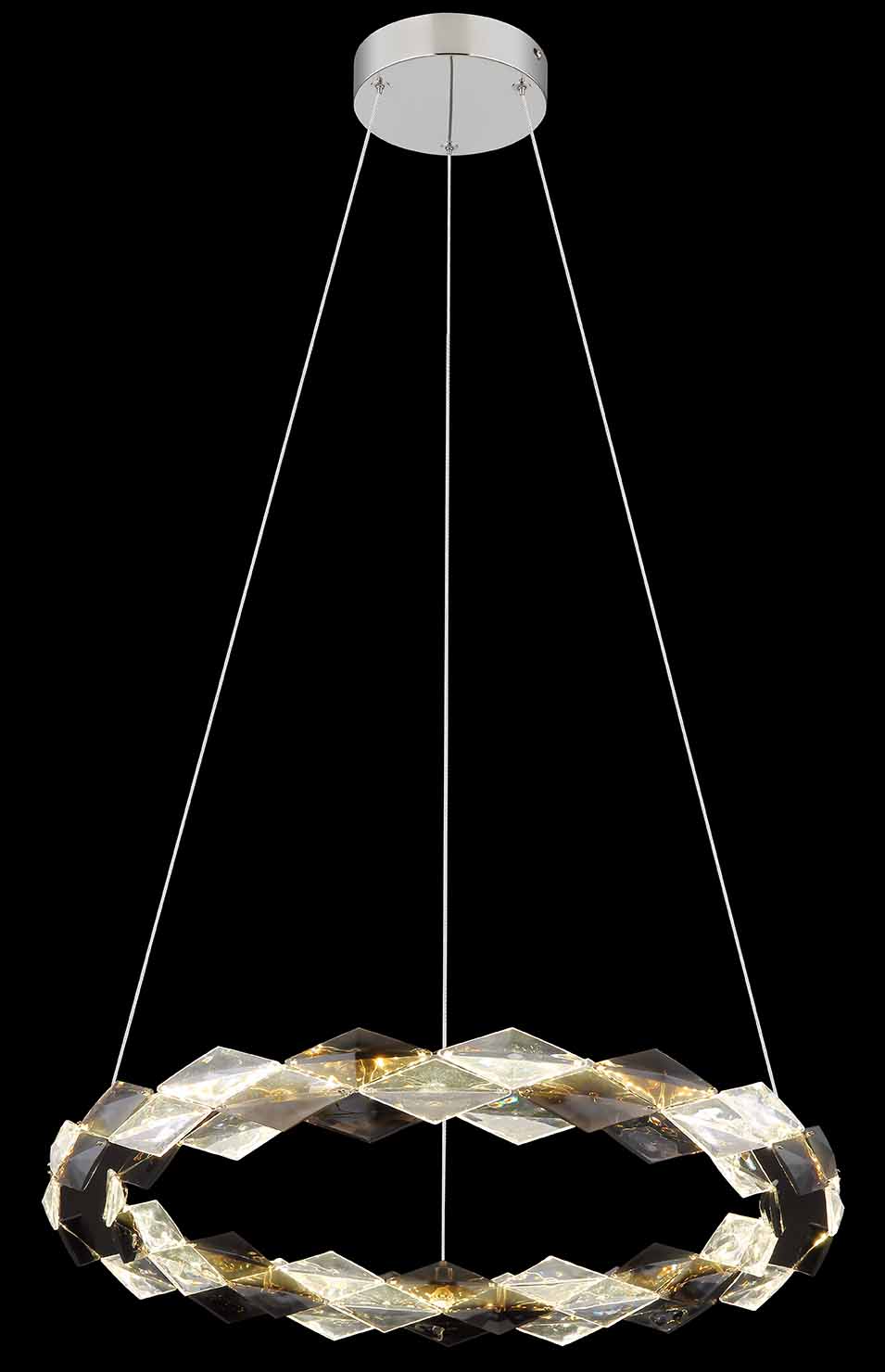 Suspension forme de couronne chrome/gris fumé cristal acrylique L Globo Karilion – Image 3