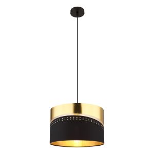 suspension-glamour-noire-avec-capot-doré-globo-or-54046h