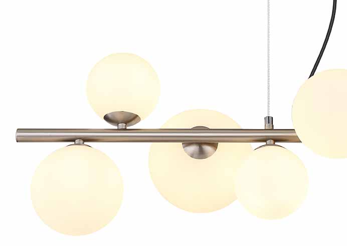 Suspension horizontale 9 abat-jours verre opale nickel Globo Riha – Image 3