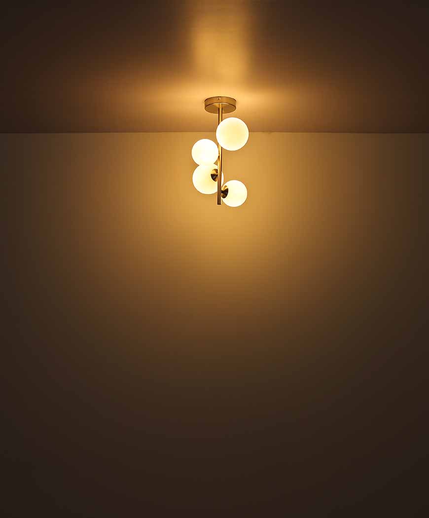 Suspension horizontale 9 abat-jours verre opale nickel Globo Riha – Image 4