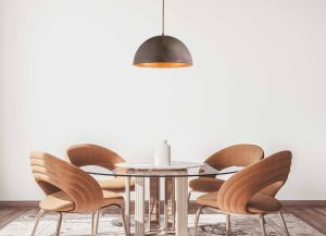 Alternative view of Suspension industrielle en forme de dôme marron/or Globo Xirena I