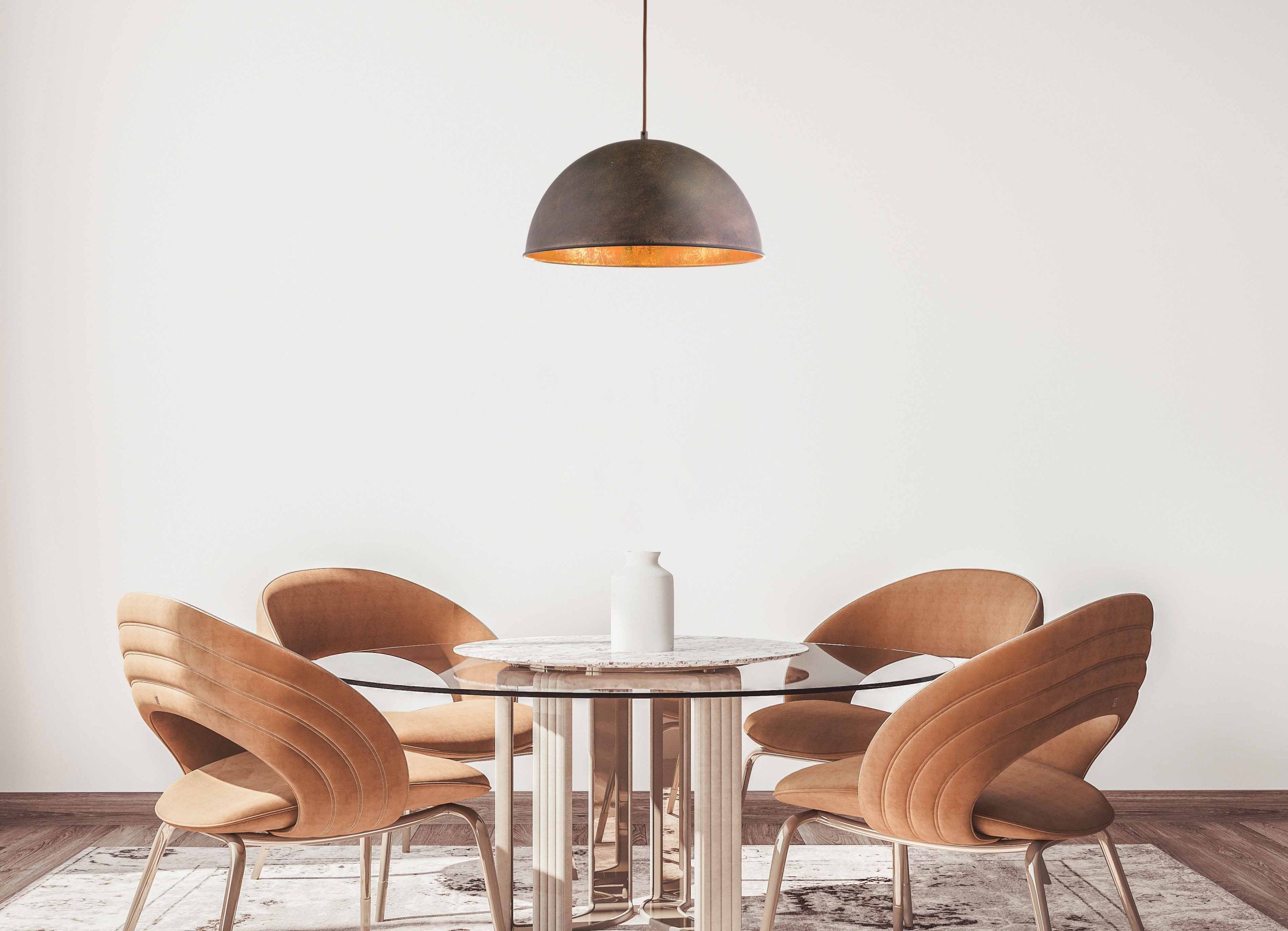 Suspension industrielle en forme de dôme marron/or Globo Xirena I – Image 2