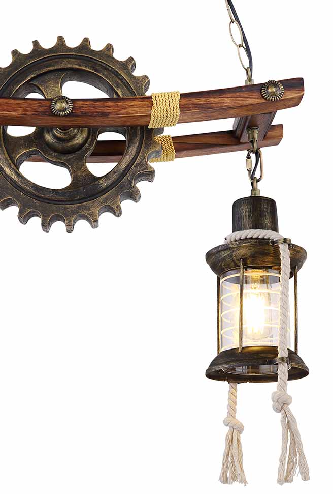 Suspension industrielle en laiton et métal Globo Abella – Image 3