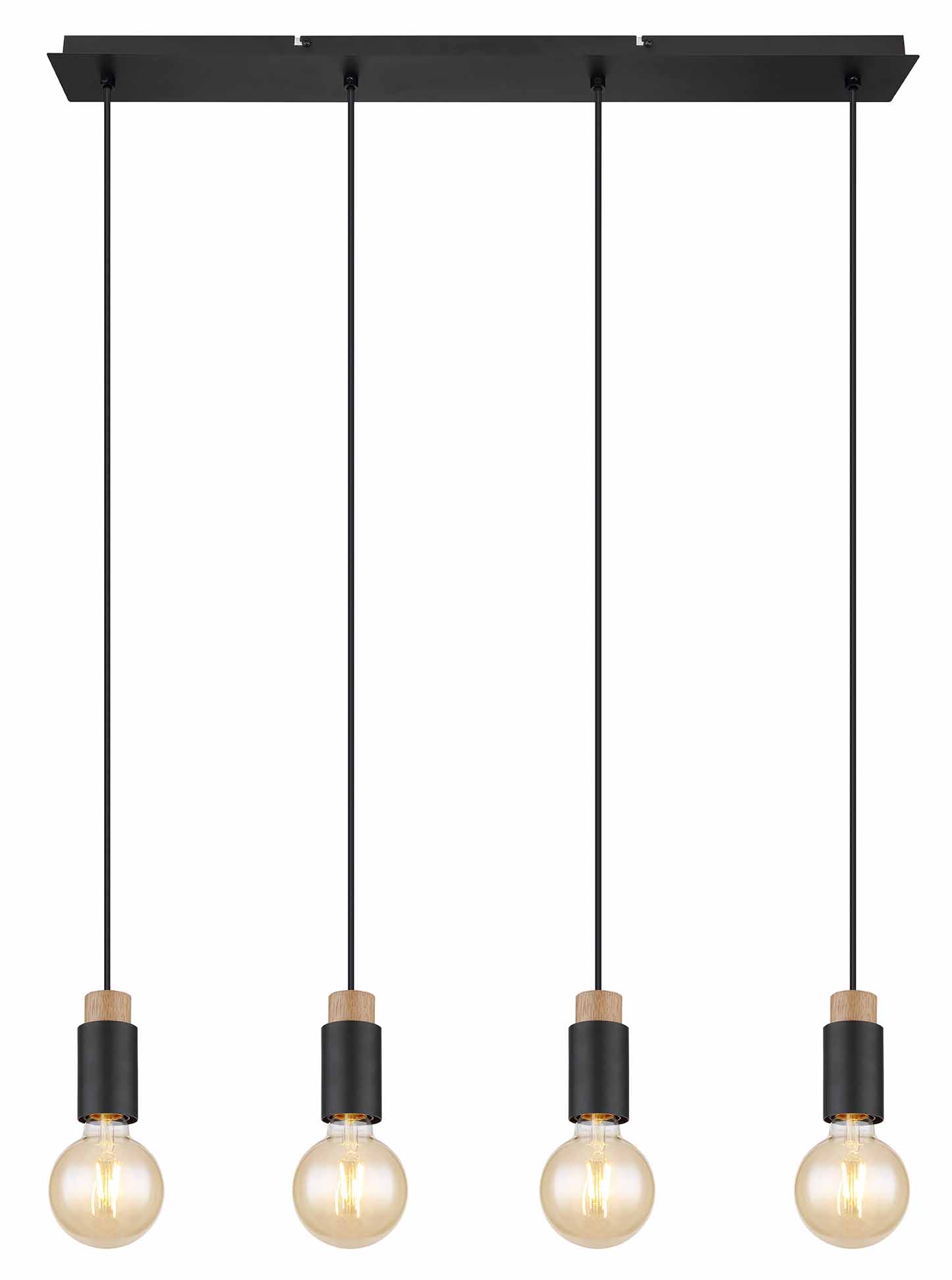 Suspension minimaliste noire 4 lumières Globo Matti – Image 2