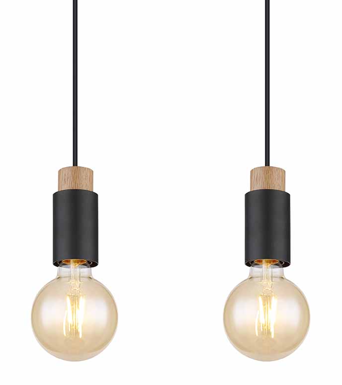 Suspension minimaliste noire 4 lumières Globo Matti – Image 3