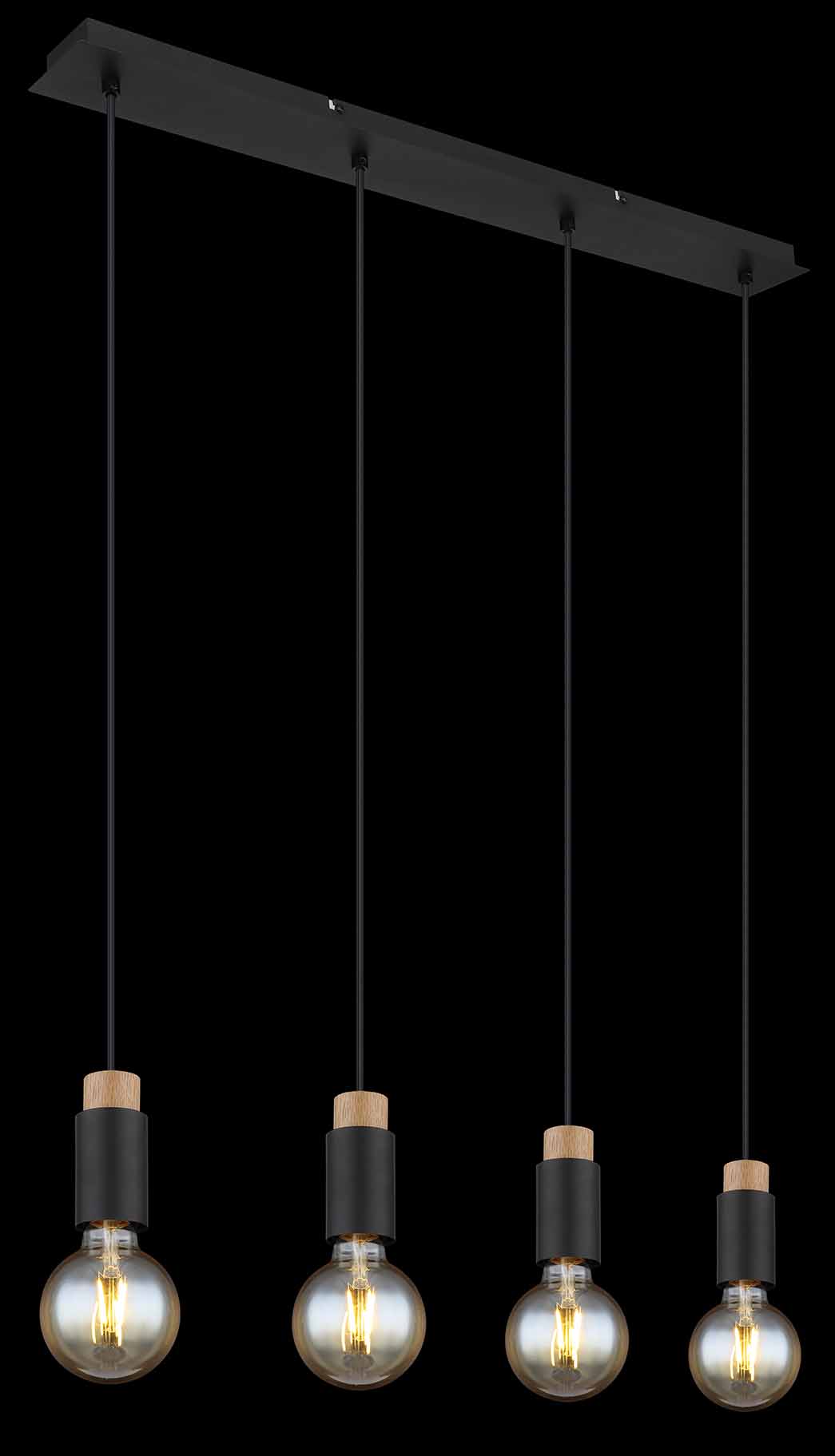 Suspension minimaliste noire 4 lumières Globo Matti – Image 4