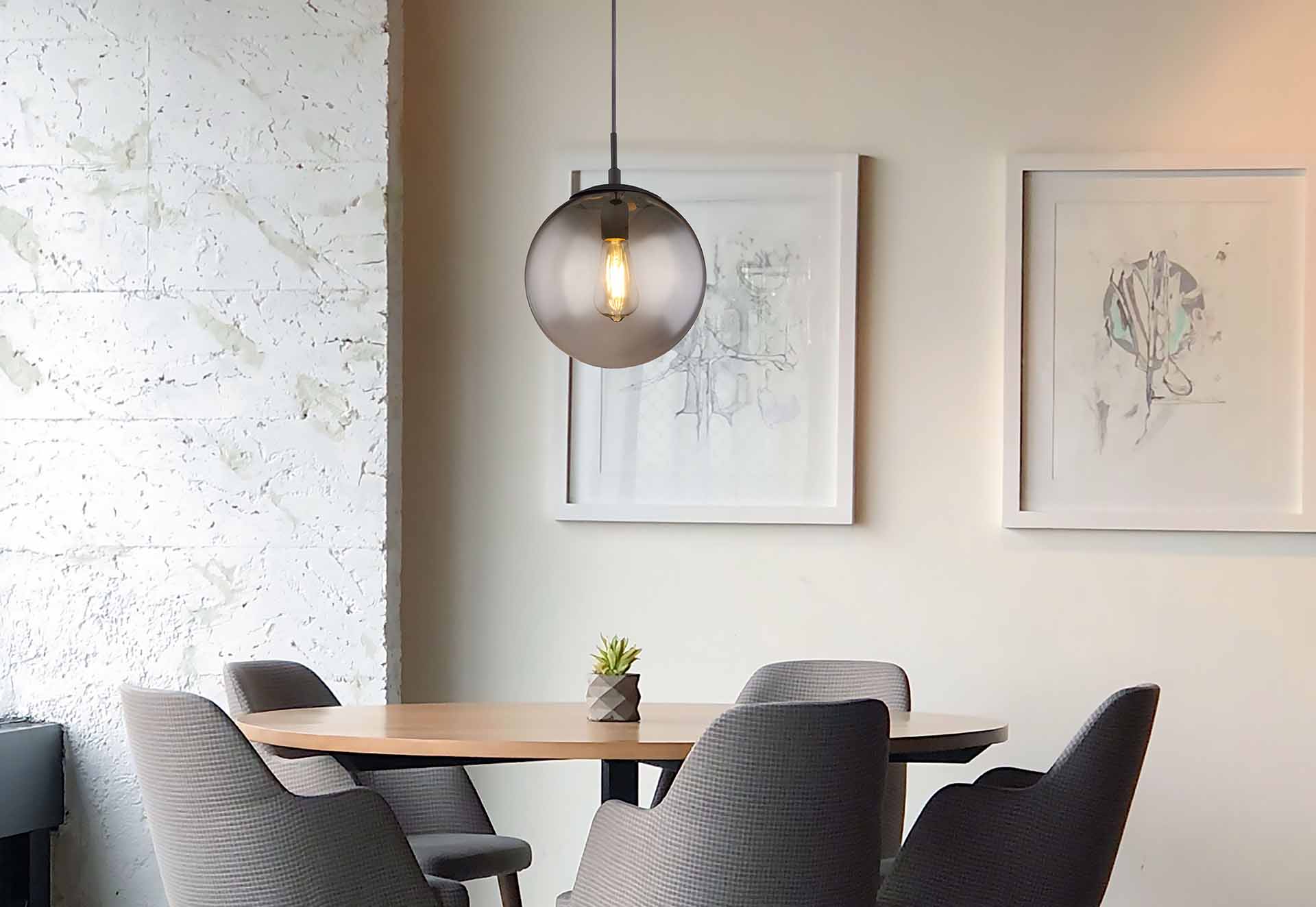 Suspension moderne boule en métal noir Globo Blama – Image 3