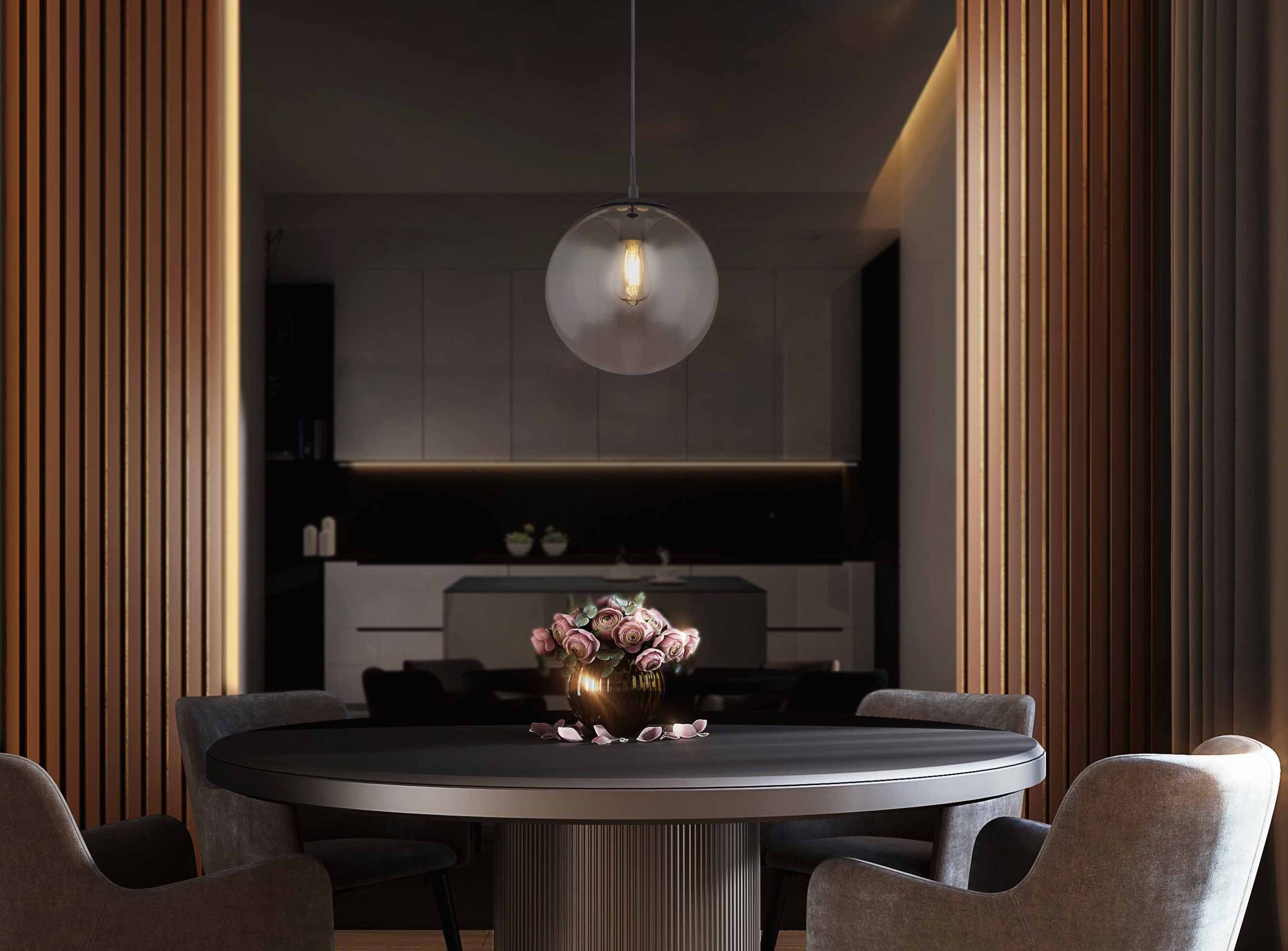 Suspension moderne boule noire Globo Blama – Image 3