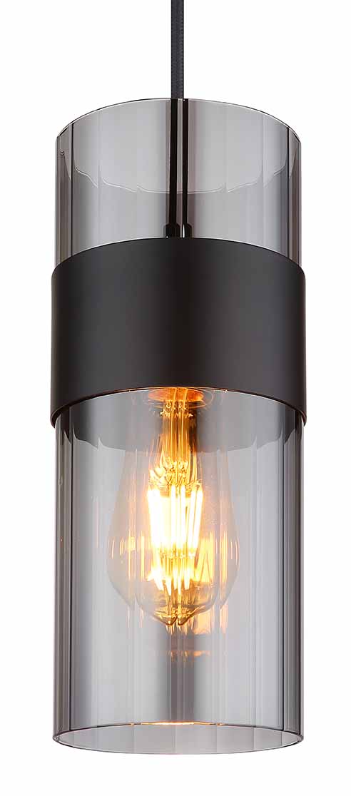 Suspension moderne noire cylindrique Globo Scarfina – Image 2