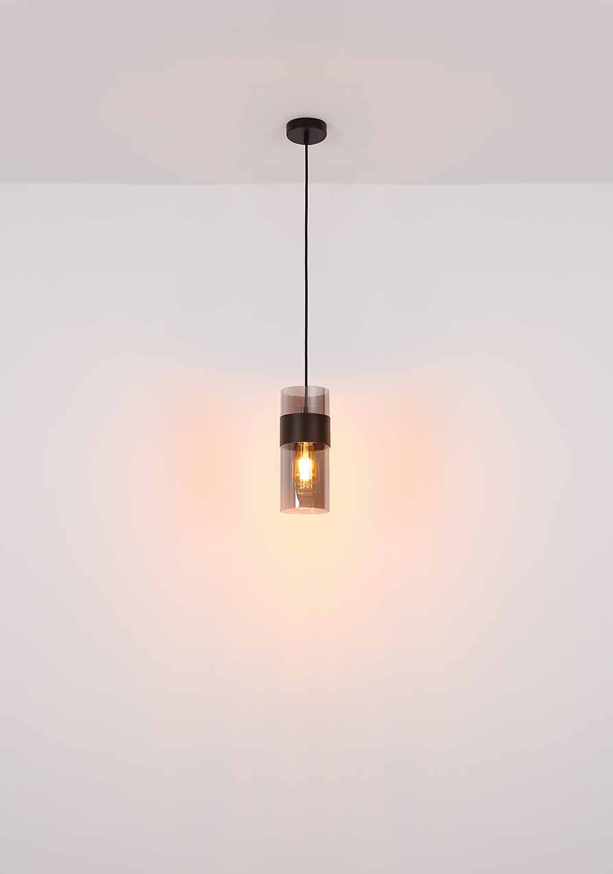 Suspension moderne noire cylindrique Globo Scarfina – Image 4