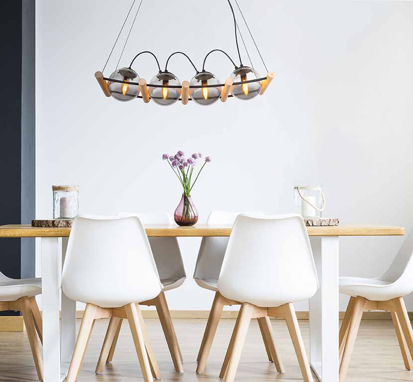 Suspension moderne noire en métal et bois Globo Leona – Image 4