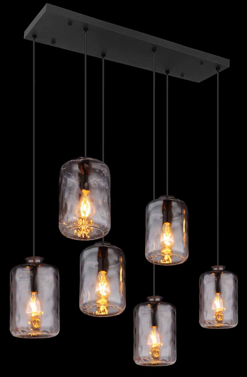 Suspension moderne noire en métal et verre fumé Globo Darina – Image 4