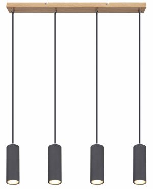 Alternative view of Suspension naturelle 4 spots Globo Robby