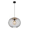 suspension-noir/brun-avec-capot-grille-métal/bois-globo-lacky-54039h