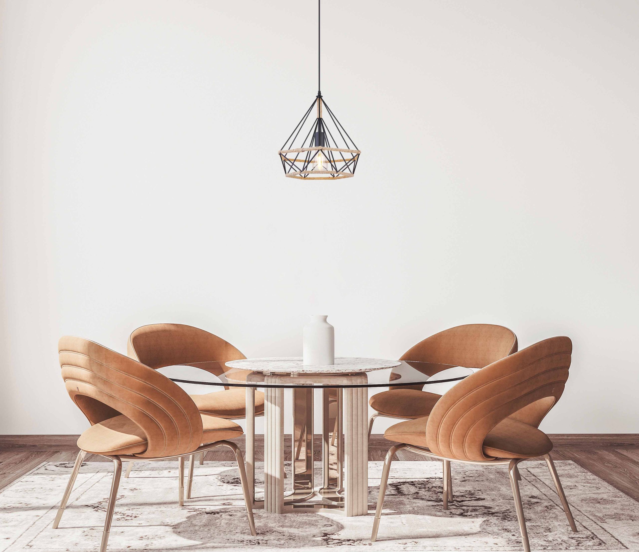 Suspension noire/naturelle abat-jour diamant en chanvre tissé Globo Ulleu – Image 4