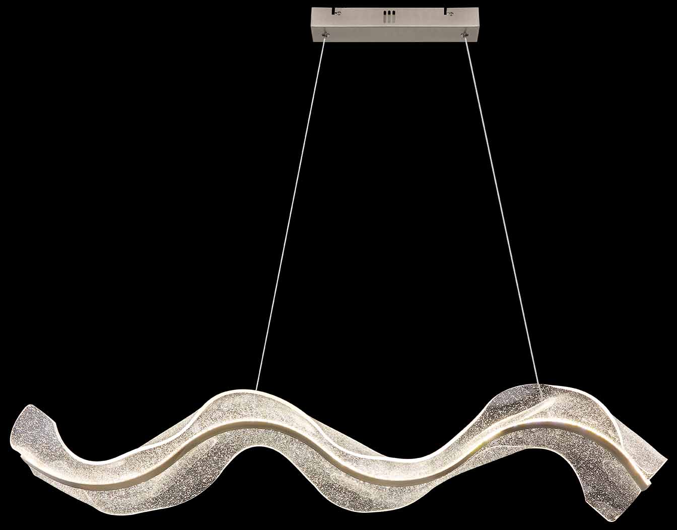 Suspension ondulée allongée nickel/transparent Globo Saque – Image 3