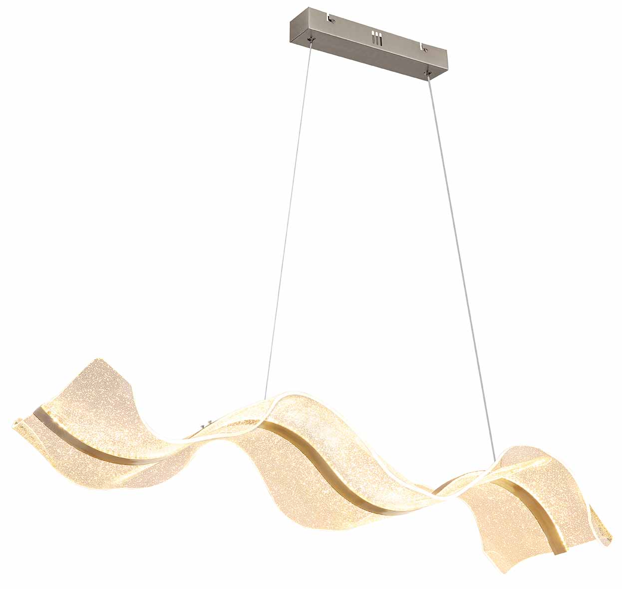 Suspension ondulée allongée nickel/transparent Globo Saque – Image 4