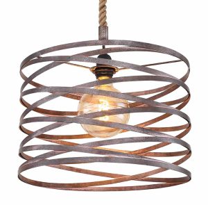 Alternative view of Suspension rétro noire en métal en spirale Globo Marco