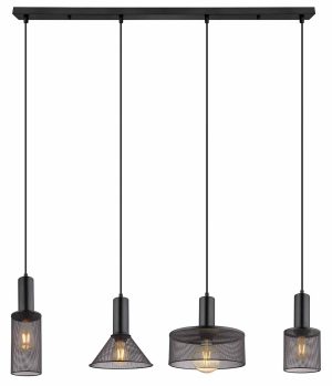 Alternative view of Suspension rétro noire en métal grillagé Globo Jedd