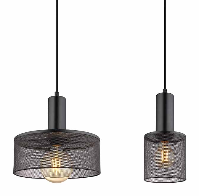 Suspension rétro noire en métal grillagé Globo Jedd – Image 3