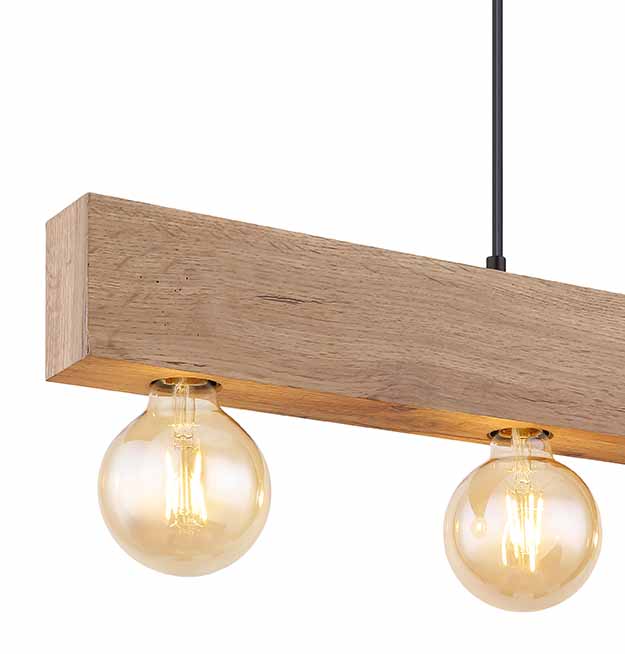 Suspension rurale noire en bois et métal Globo Erna – Image 3