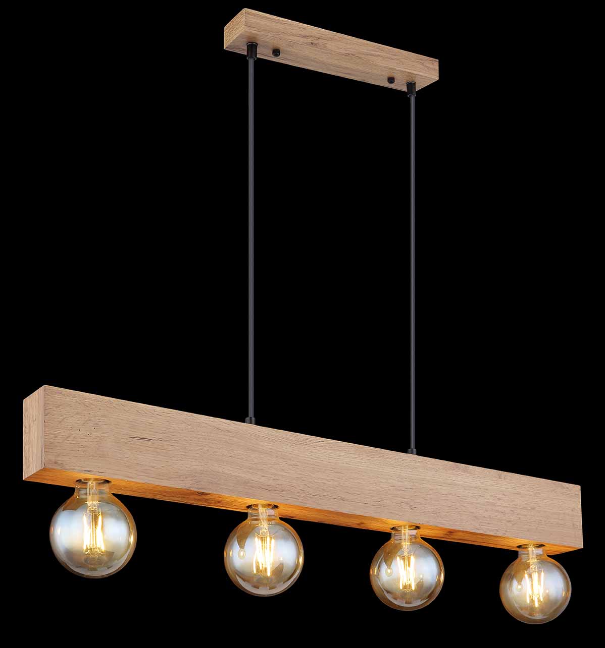 Suspension rurale noire en bois et métal Globo Erna – Image 4