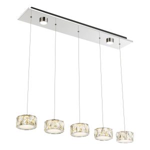 suspension-scintillante-5-abat-jours-chrome/cristal-acrylique-globo-amur-49350-52h