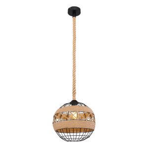 suspension-sphérique-noire/naturelle-en-chanvre-tissé-globo-ulleu-69029h1
