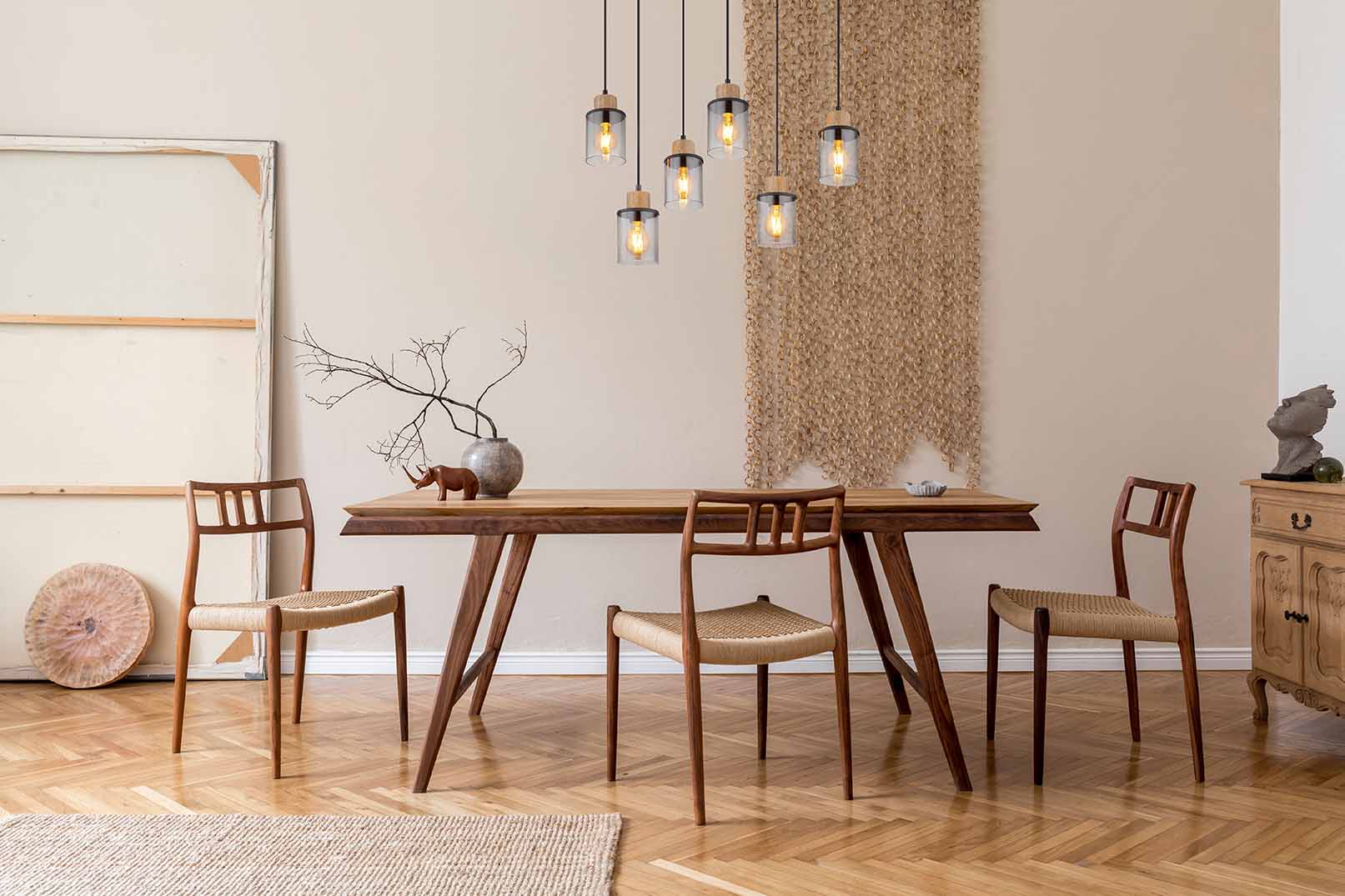 Suspensions classiques en bois et métal noir Globo Reid – Image 4