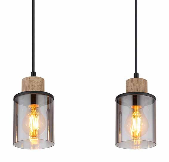 Suspensions classiques en verre et métal noir Globo Reid – Image 3