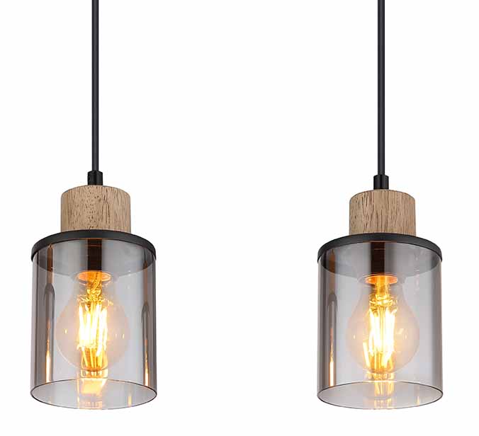 Suspensions classiques noires en métal et verre Globo Reid – Image 3